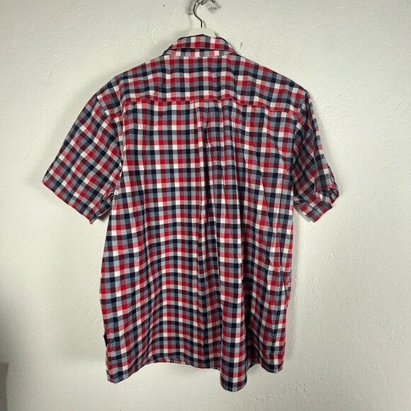Patagonia Mens Organic Cotton Red/Blue Plaid Short Sleeve Button-Up Shirt Large - Picture 2 of 7
